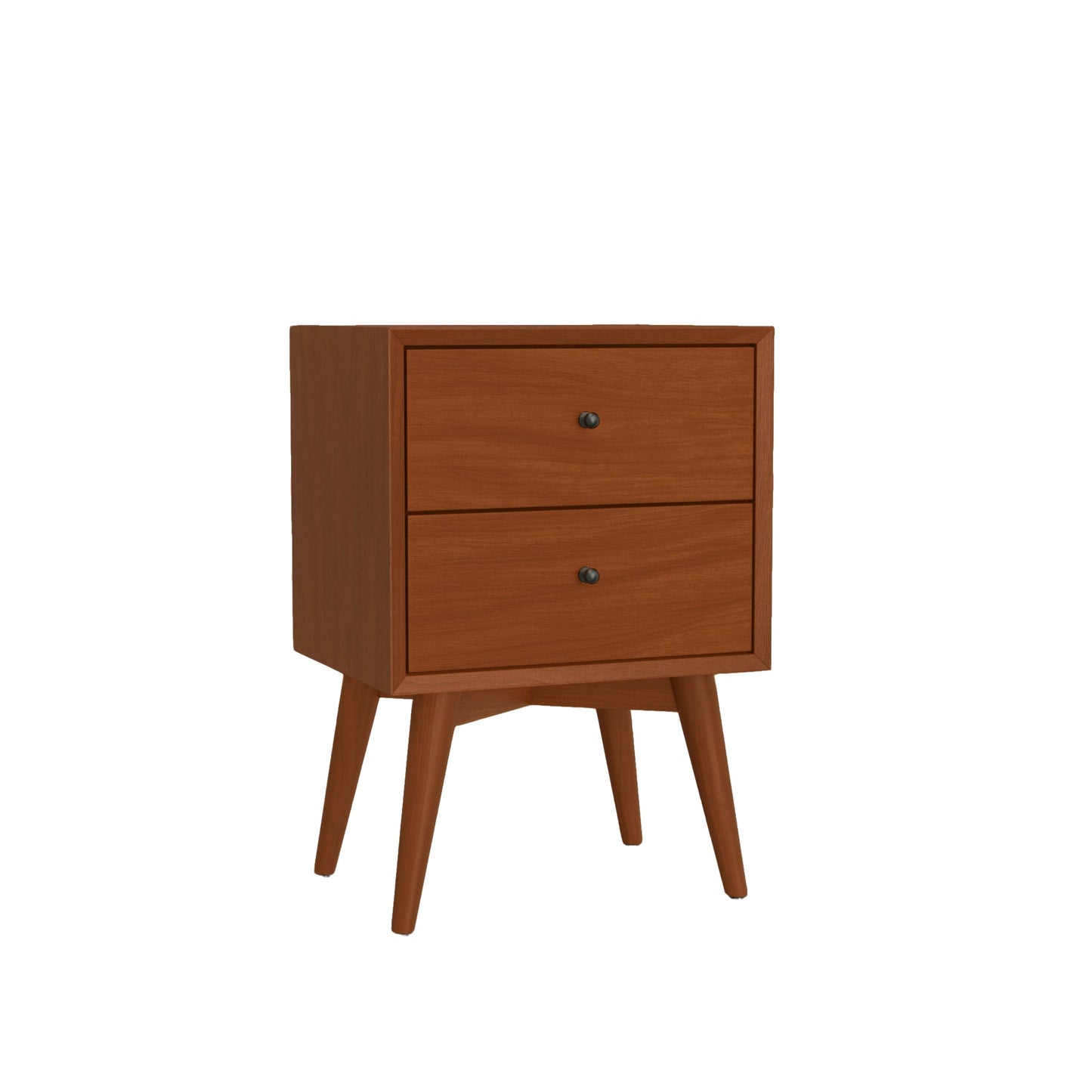 Flynn Nightstand in Chestnut finish with two drawers for bedroom storage.