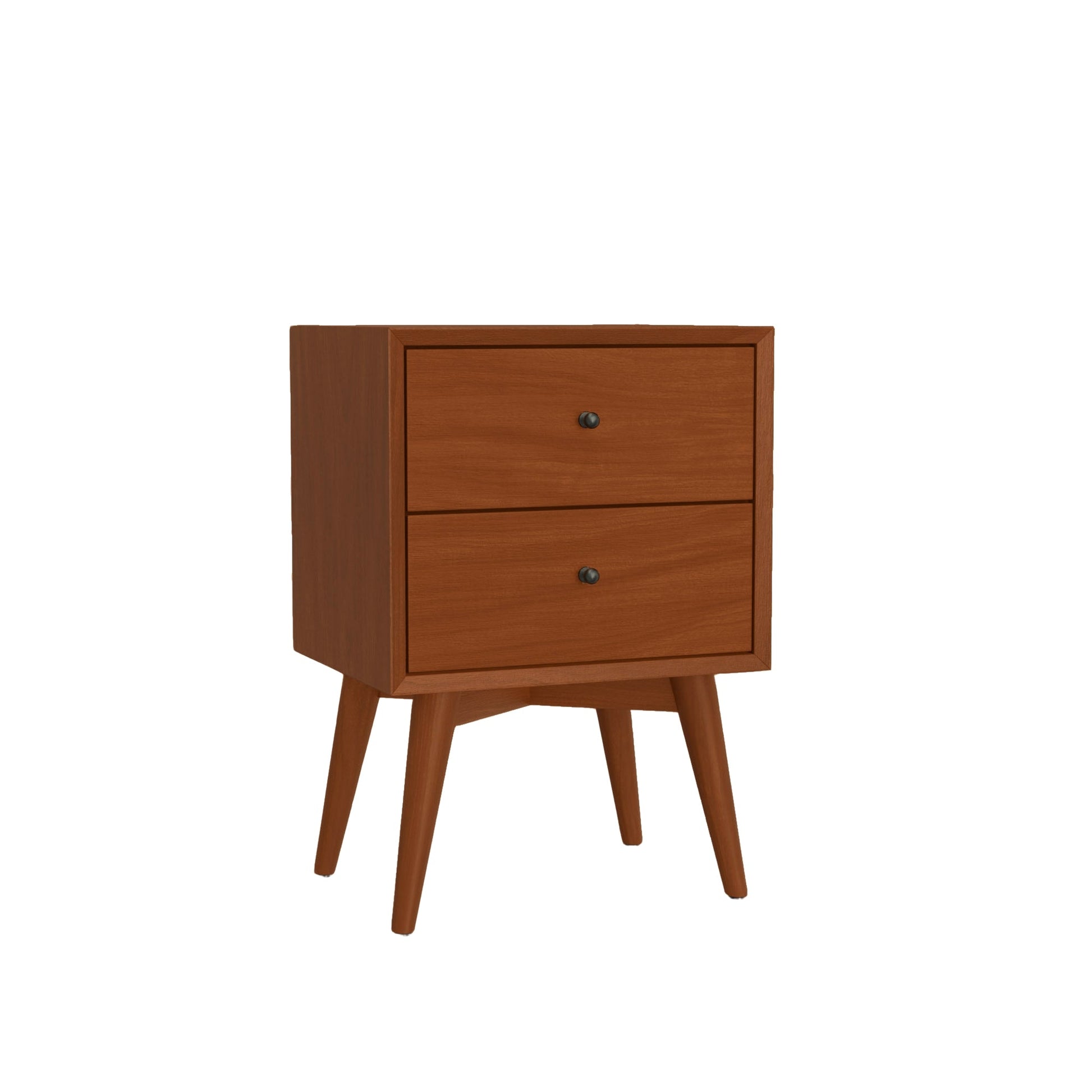 Flynn Nightstand in Chestnut finish with two drawers for bedroom storage.