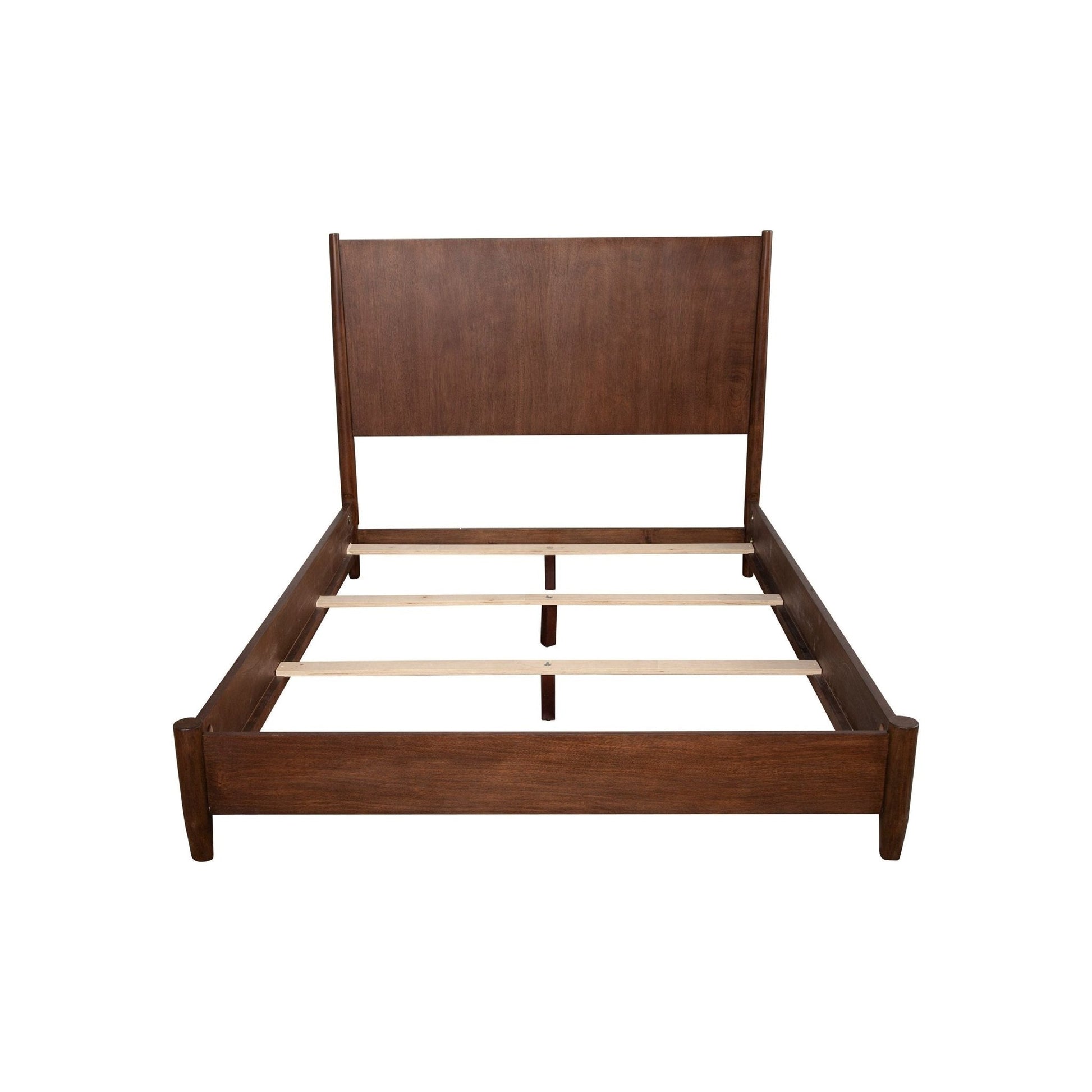 Flynn Panel Bed in Walnut with classic Mid-Century Modern design and sturdy solid Mahogany construction.