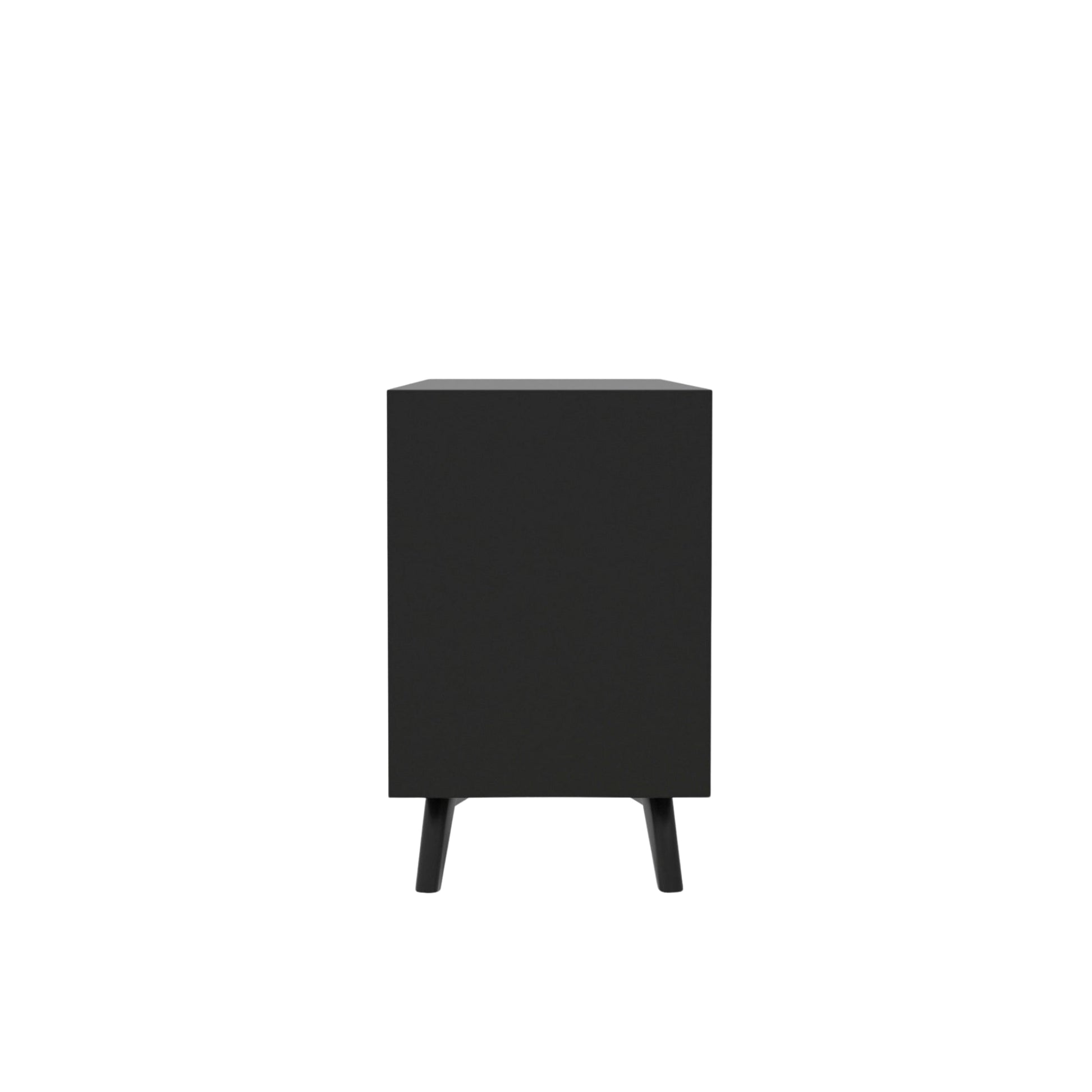 Flynn Sideboard in Black featuring minimalistic design and sleek legs for contemporary home decor.