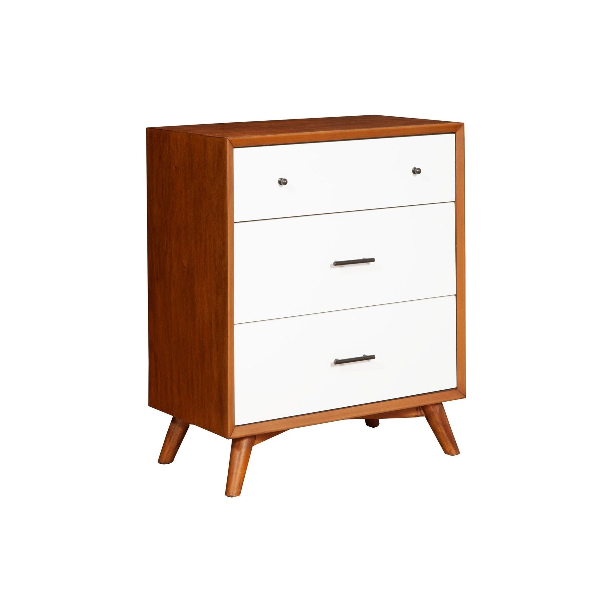 Flynn Small Chest in Chestnut and White with three spacious drawers for stylish storage.