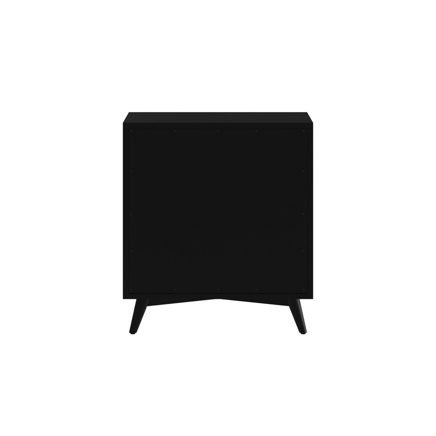 Flynn Small Chest in black featuring Mid-Century Modern design and sturdy construction.