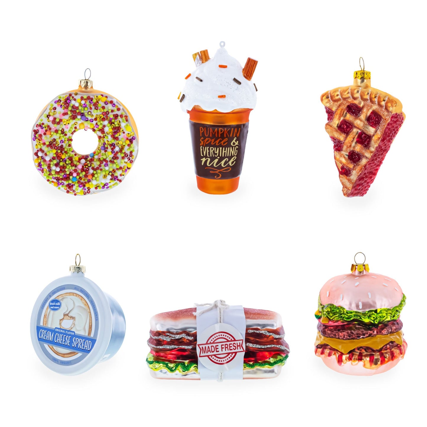 Supreme Pizza Box Glass Christmas Ornament
