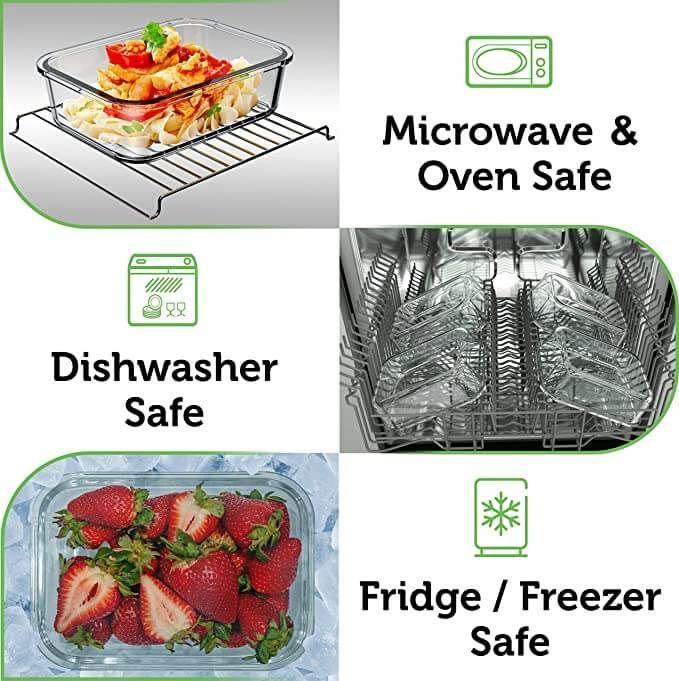 Food Storage Containers | Set of 4 Glass with Insulated Bamboo Covers