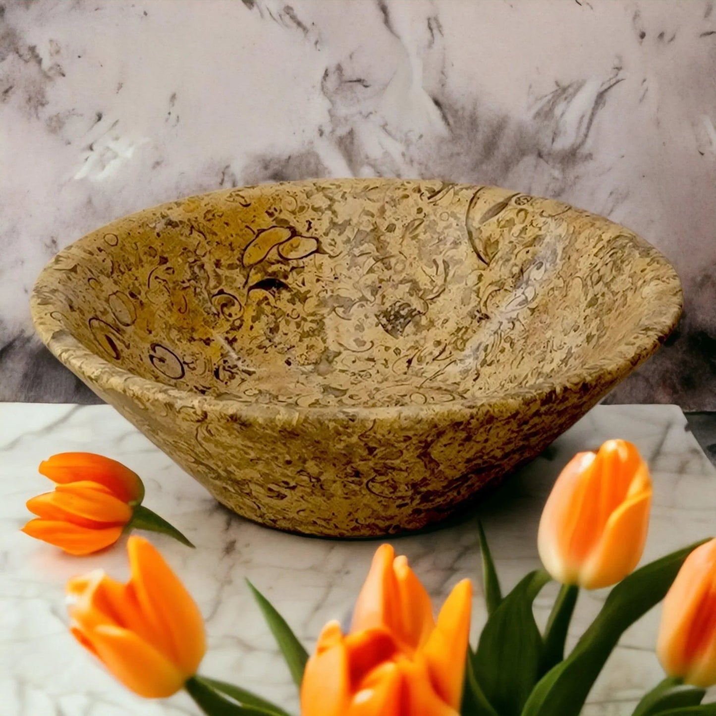 Fossil Stone Modern Fruit Bowl