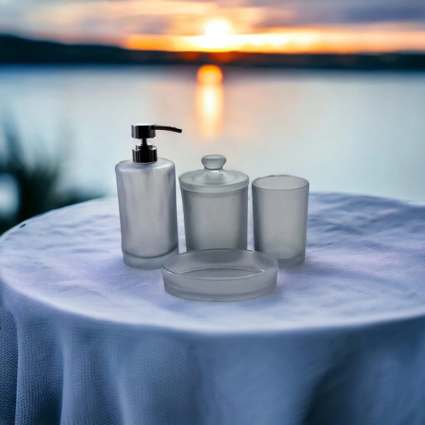 Frosted Glass 4-Piece Bathroom Accessory Set | Cloud Collection