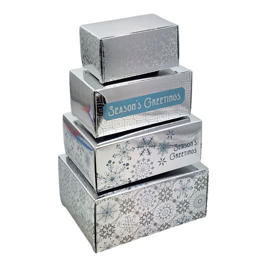4 Piece Treat Tower Interlocking Gift Boxes - Silver