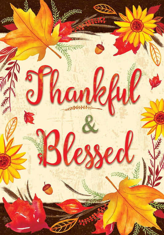 Thankful & Blessed - Flag - 28x40