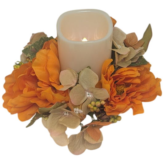 9-Inch Harvest Candle Ring with LED Pillar Candle