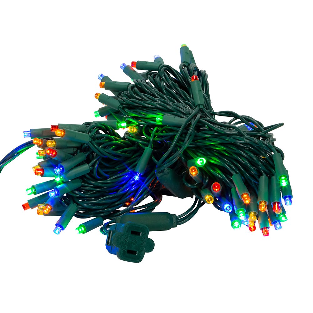 100-Light 5mm Multi-Color LED Green Wire Light Set