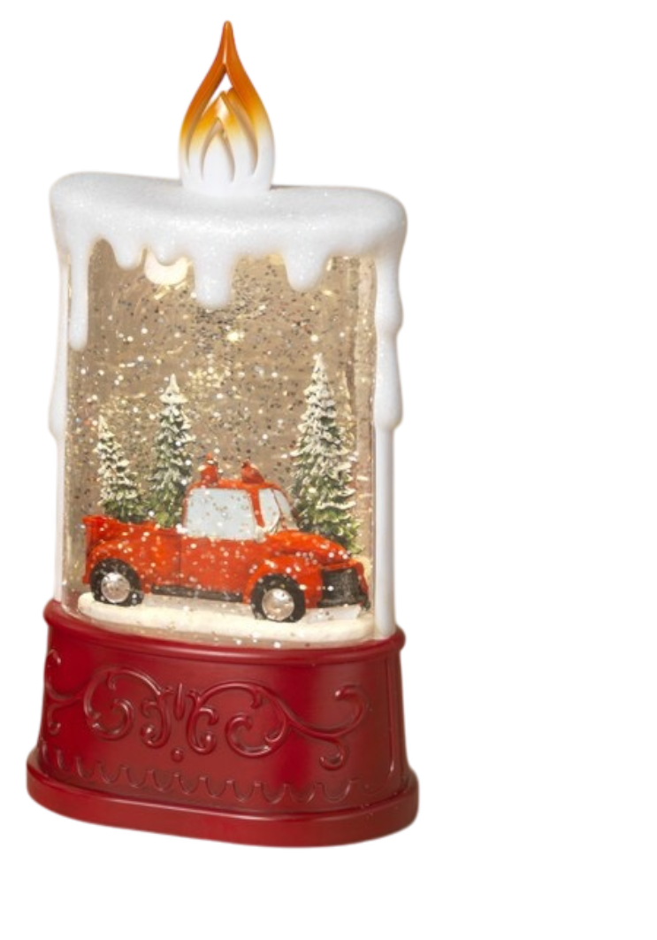 Christmas B/O Lighted Spinning Water Globe Candle
