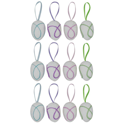 Set of 12 Foam Easter Egg Ornaments 1.5 Inches