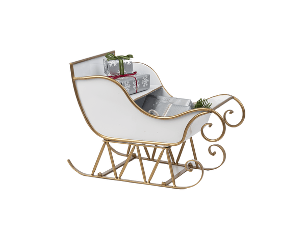 Gold & White Enamel Sleigh