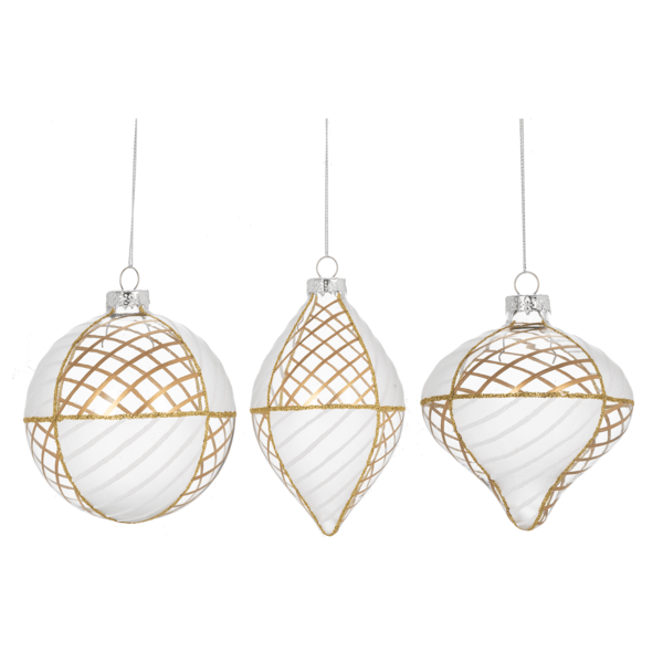 Gold & Frost Holiday Shape Ornaments - Final Sale
