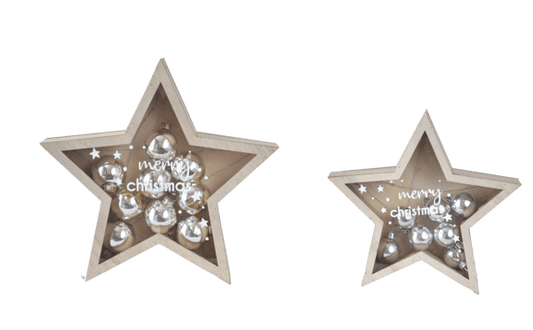 LED Light Up Star w/Ornament Figurine Set (2 pc. set) - Final Sale