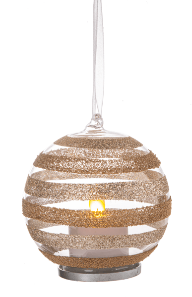 LED Beaded Ribbon Ornaments - Gold - Final Sale