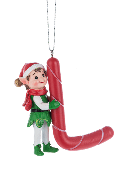 Elf Monogram Ornament - L - Final Sale