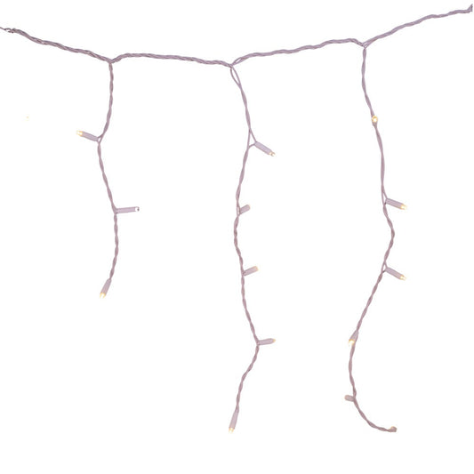 70-Light Warm White Soft Twinkle White Wire LED Icicle Light Set