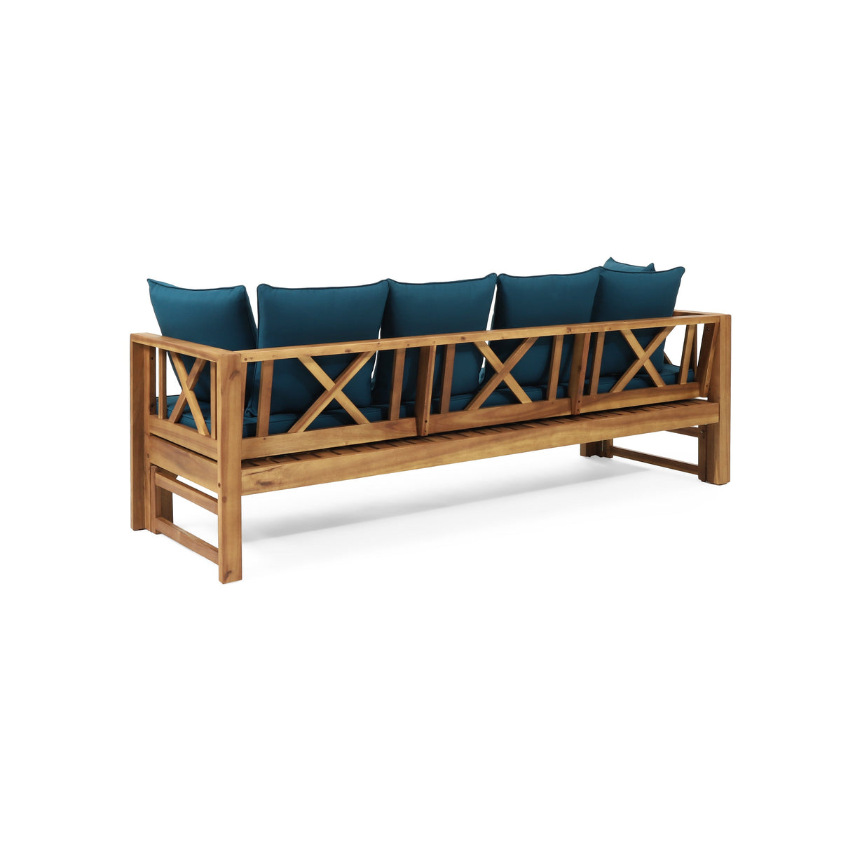 Outdoor Extendable Acacia Wood 3 Seater Sofa