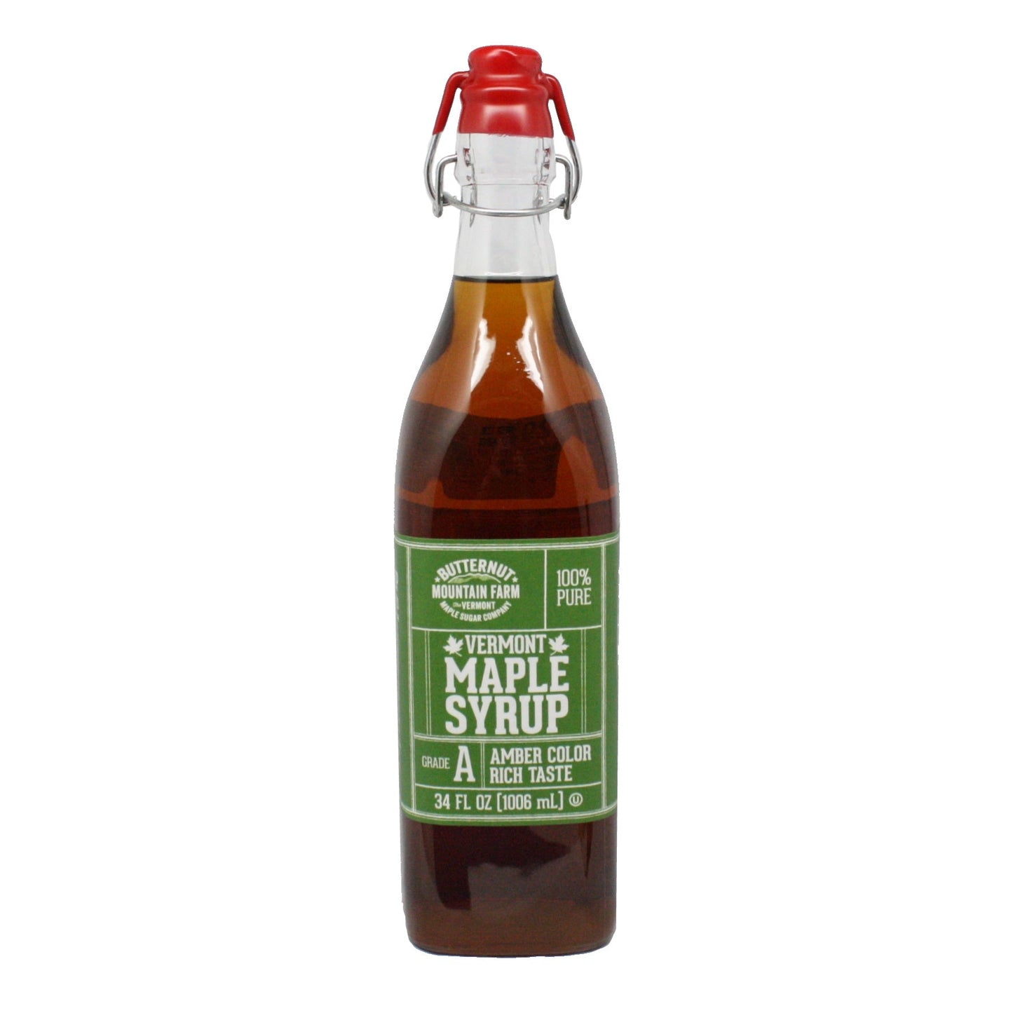 Amber Clasp Top  Bottle Vermont Maple Syrup - 34  oz