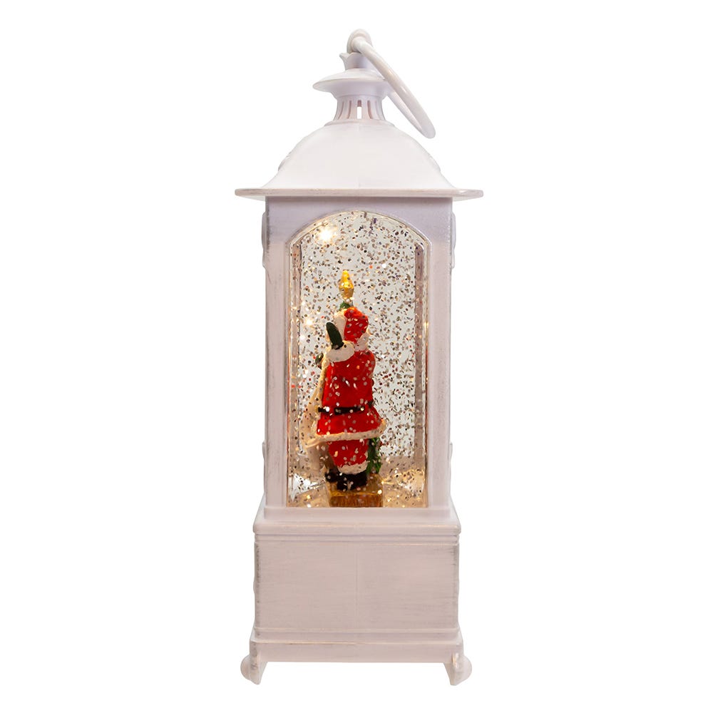 Battery Operated Warm White LED Lighted Santa With Gifts Lantern