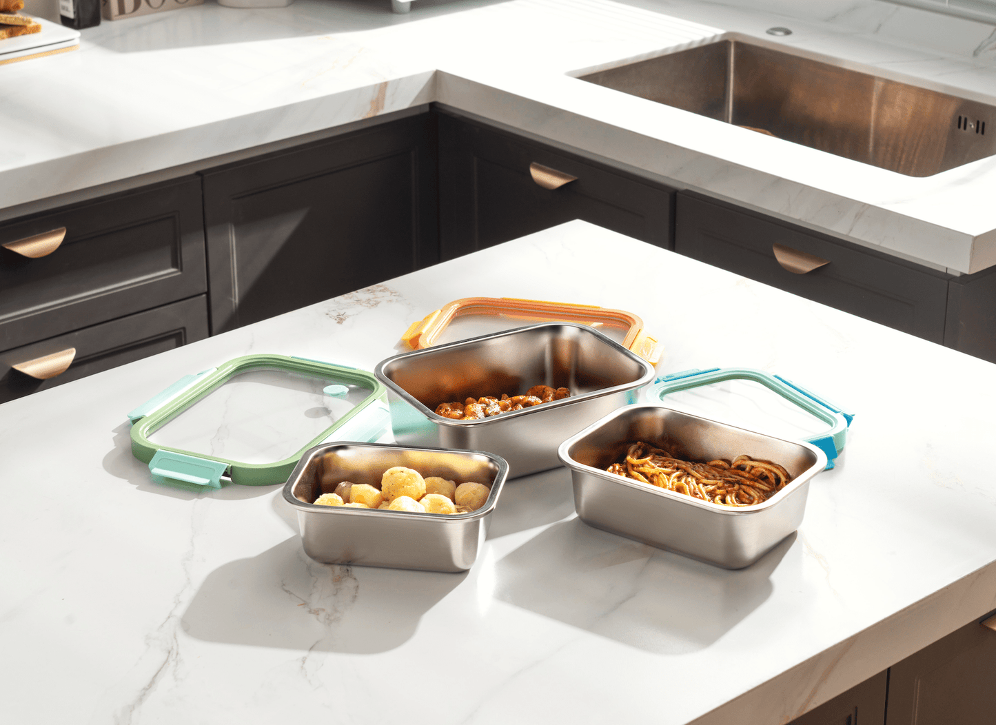 Multicolor Microwave Safe Stainless Steel Set