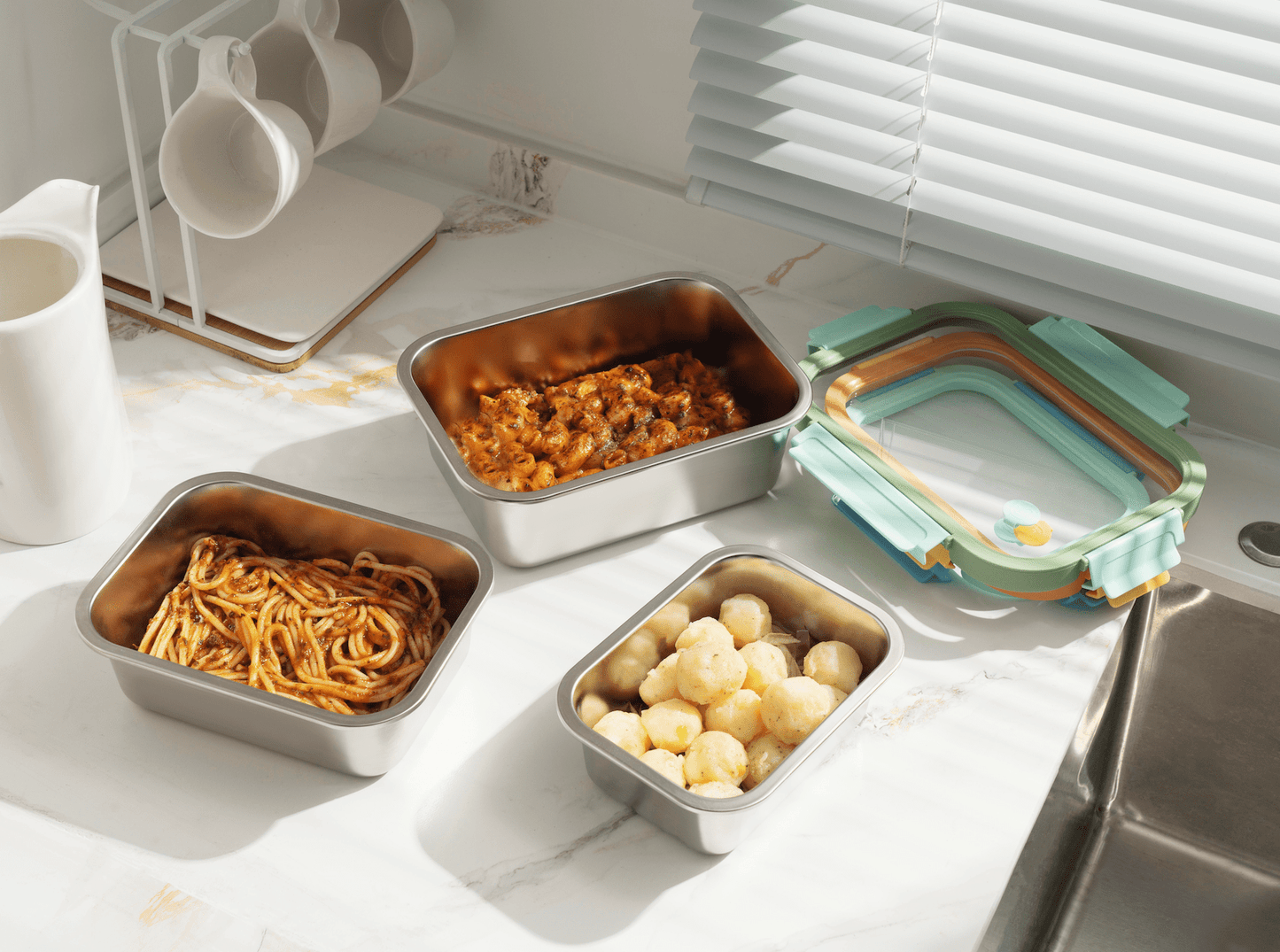 Multicolor Microwave Safe Stainless Steel Set