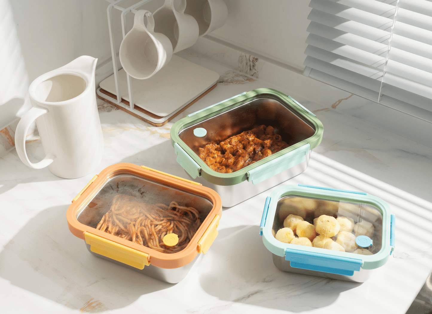 Multicolor Microwave Safe Stainless Steel Set