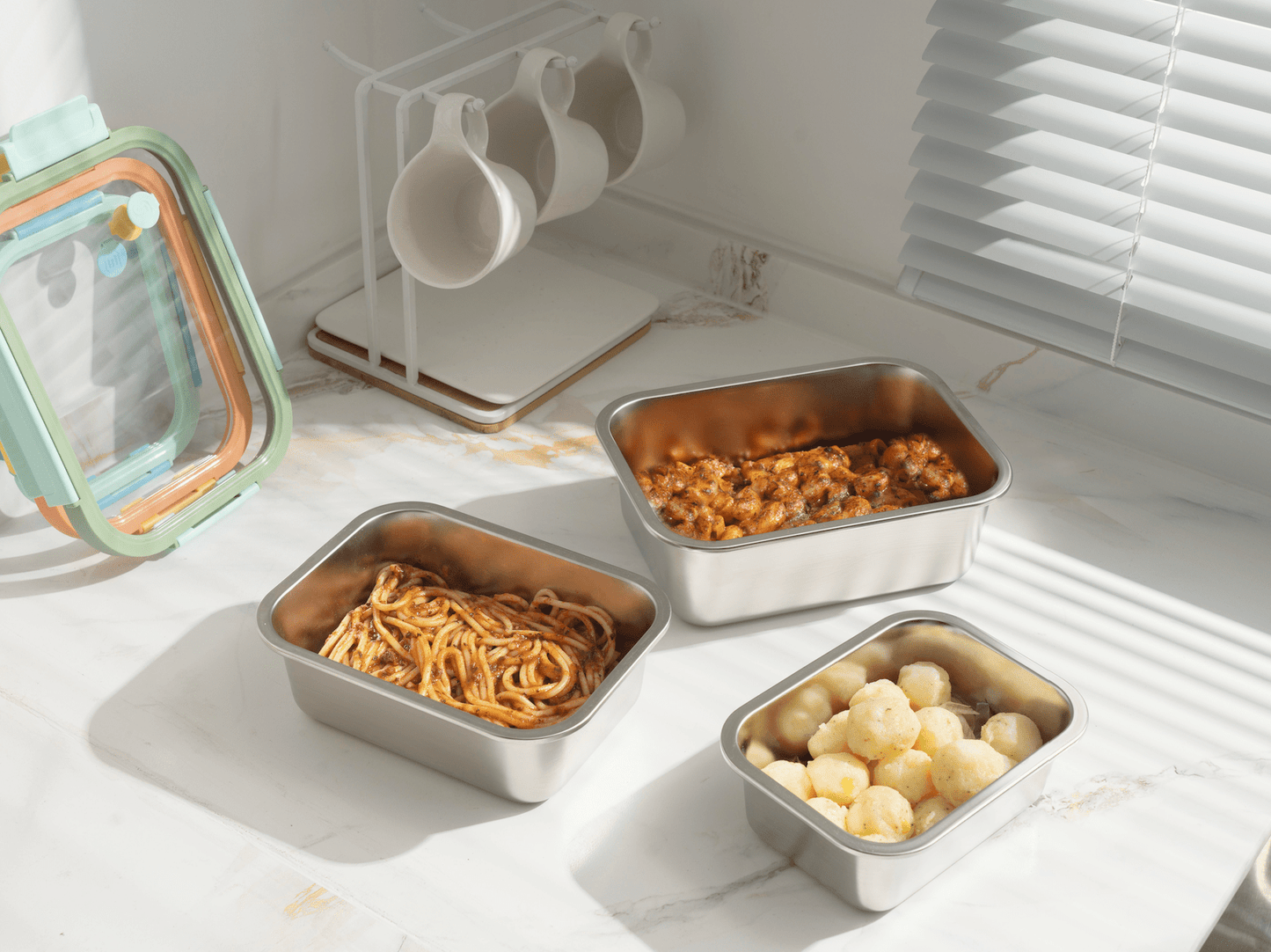 Multicolor Microwave Safe Stainless Steel Set