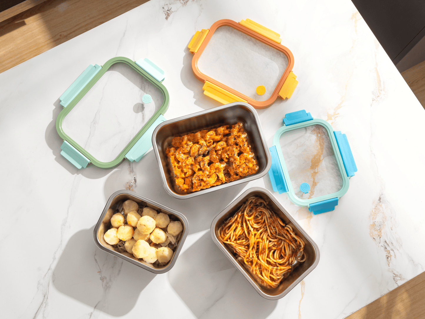 Multicolor Microwave Safe Stainless Steel Set