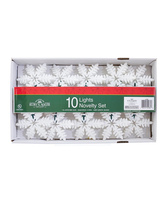 10-Light White Snowflake Light Set