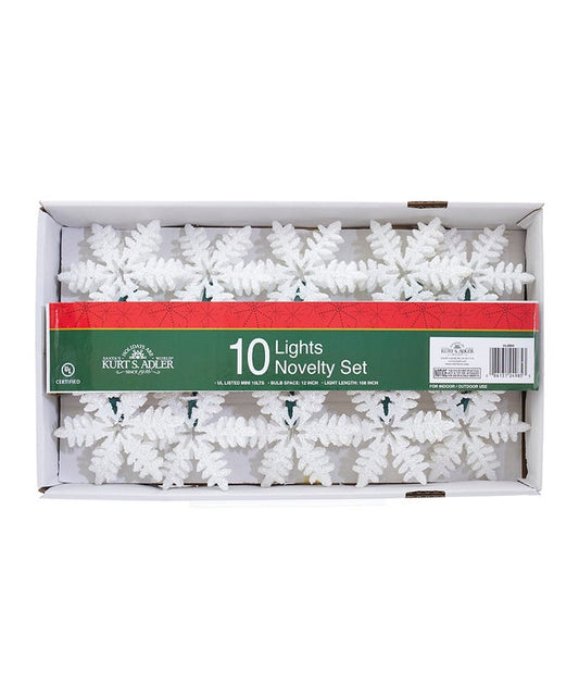 10-Light White Snowflake Light Set