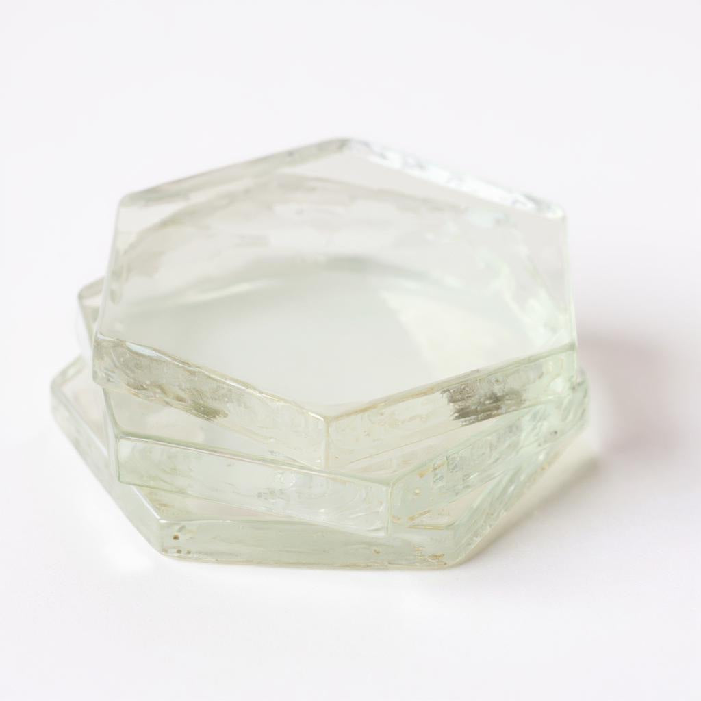 Clear Glass Hexagon Geometric Coasters | Set of 4