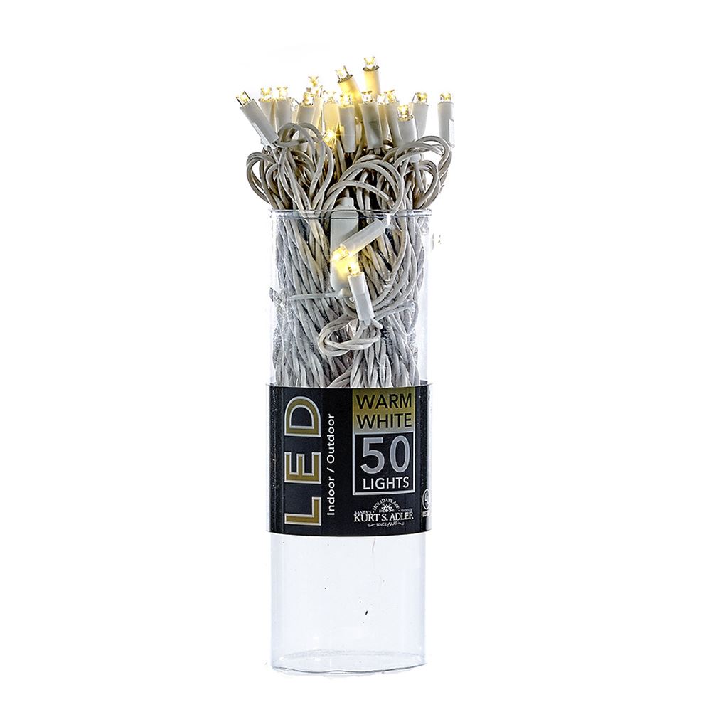 50-Light 5mm Warm White LED White Wire Light Set