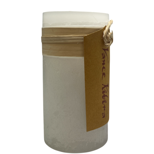White Timber Pillar Candle - 4 x 2 x 2