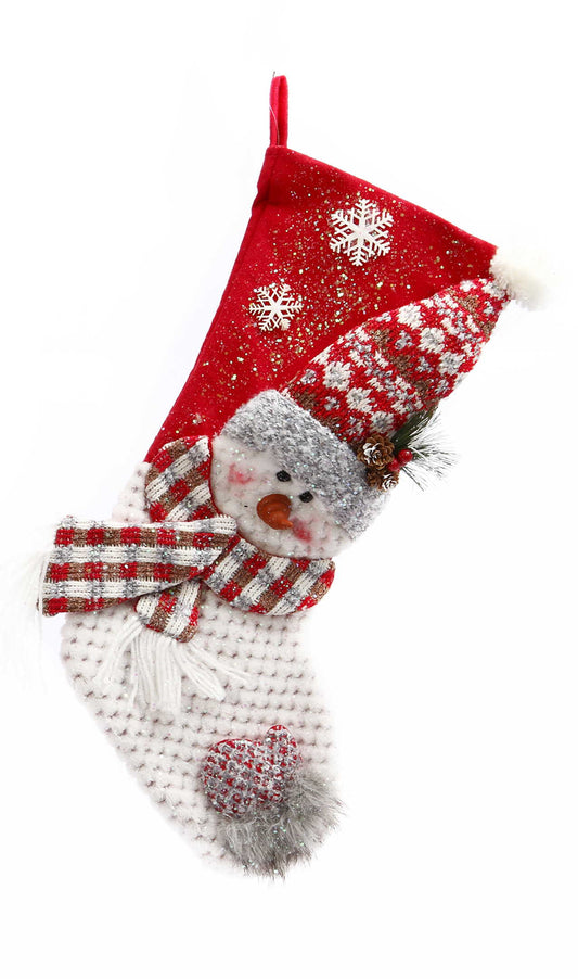 22" Plush Holiday Snowman Stocking - Snow Hat