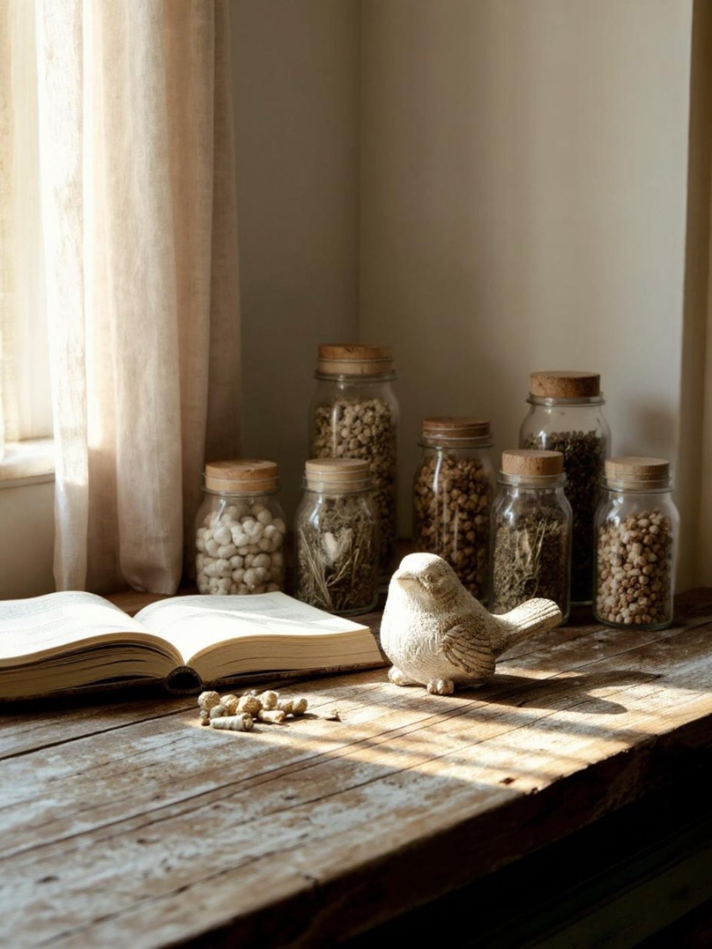 Gold Wash Distressed Cement Birds | Set of 2