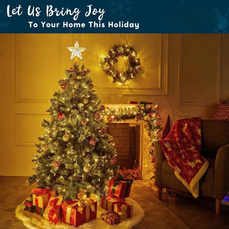 Golden Star Christmas Tree with White LEDs