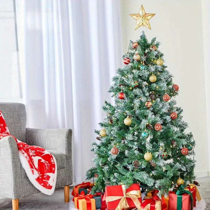 Golden Star Christmas Tree with White LEDs