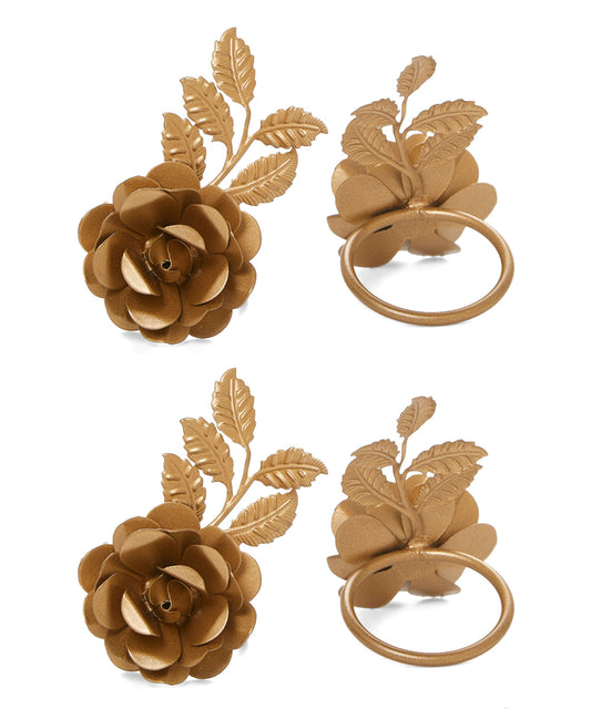 Vibhsa Golden Rose Set of 4 Napkin Rings