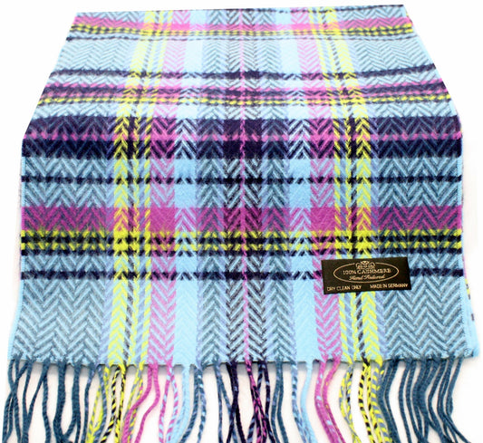 Blues and Yellow Cashmere Scarf