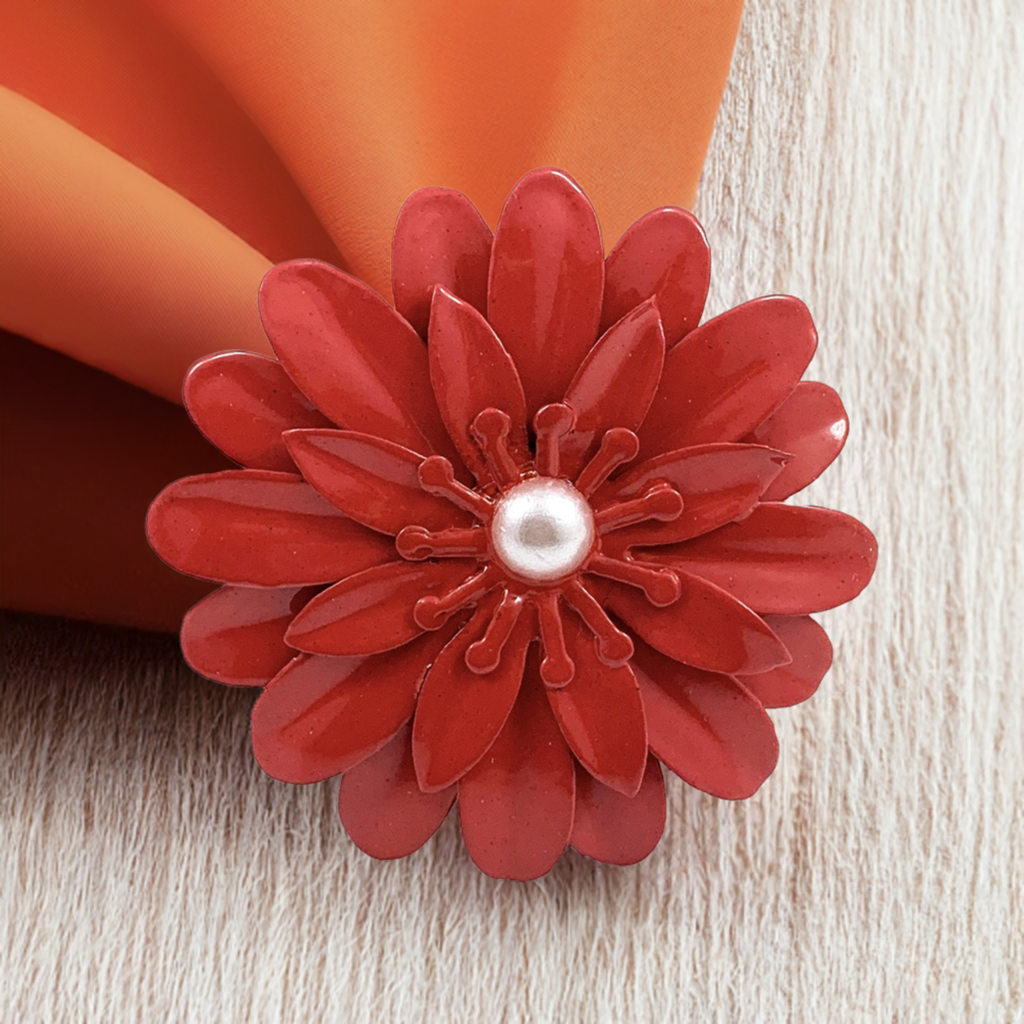 Vibhsa Red Floral Set of 4 Napkin Rings