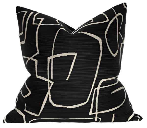 Abstract Pillow Cover in Black, Kravet Woven Textiles