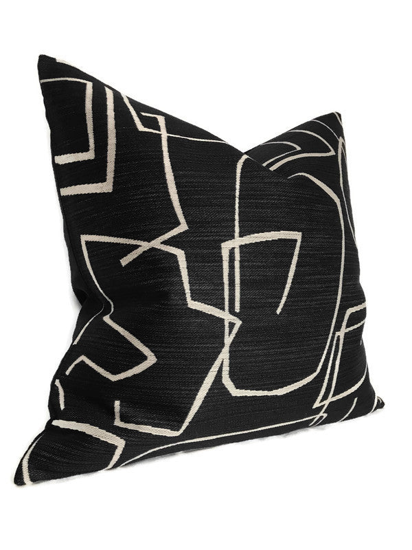 Abstract Pillow Cover in Black, Kravet Woven Textiles