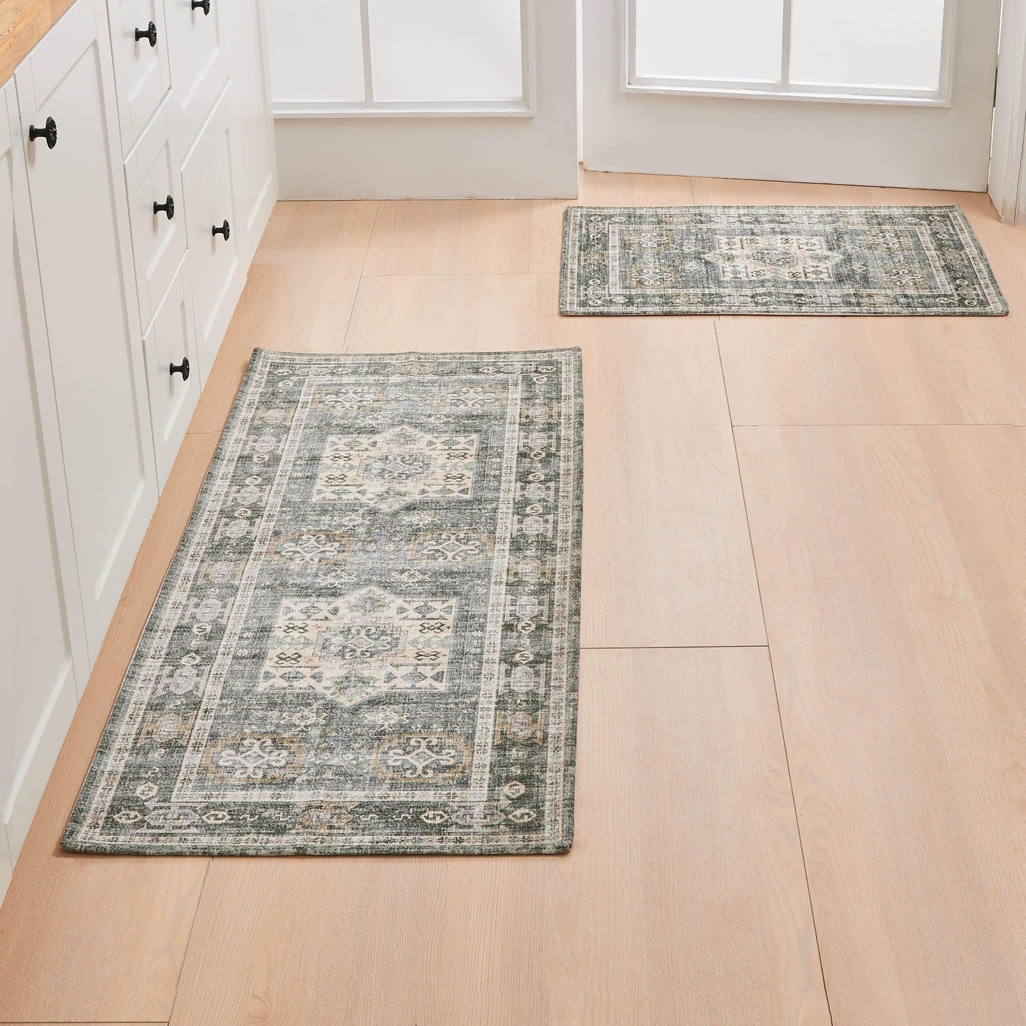 Medallion Machine Washable Accent Area Rug & Runner 2 Pack - Nava Collection