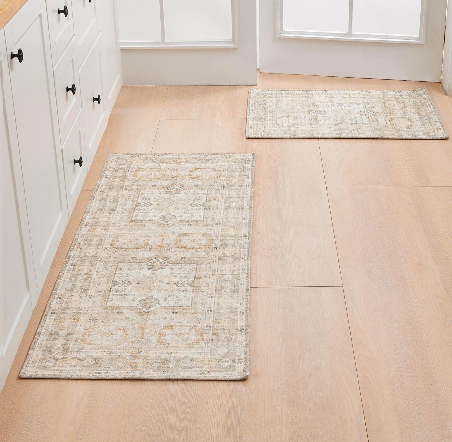 Medallion Machine Washable Accent Area Rug & Runner 2 Pack - Nava Collection