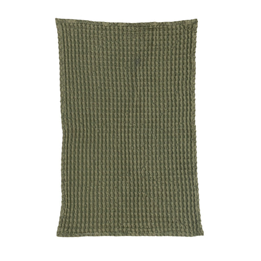 Green Stonewashed Waffle Weave Kitchen Tea Towel