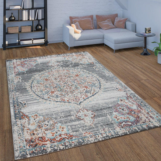 Grey Indoor & Outdoor Rug for Balcony Oriental Pattern