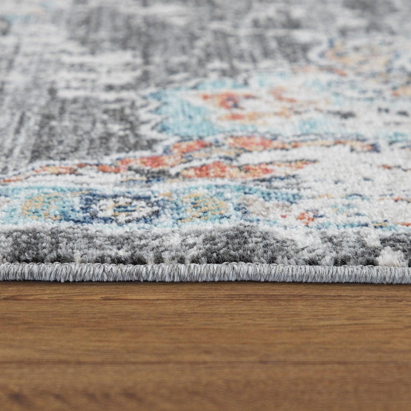 Grey Indoor & Outdoor Rug for Balcony Oriental Pattern