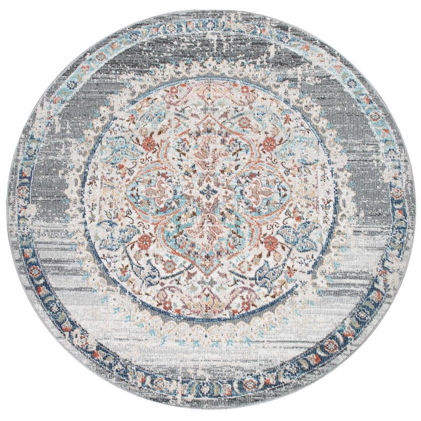Grey Indoor & Outdoor Rug for Balcony Oriental Pattern
